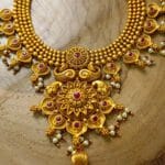 Indian traditional gold necklace jewellery design by Chandru Gold Works Raichur