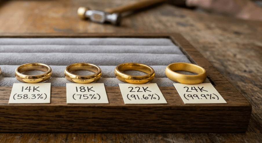 what is 14K vs 22K vs 24K Gold Jewellery